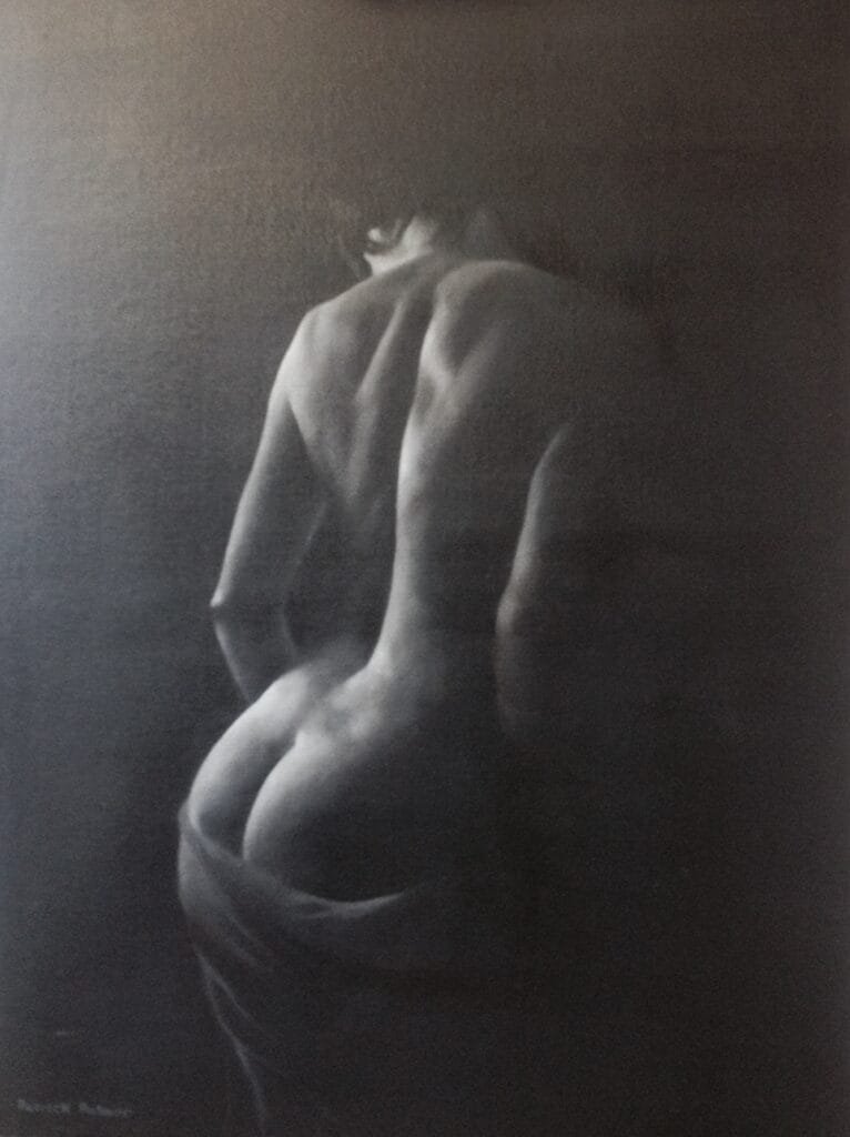 Artistic depiction of a nude figure.